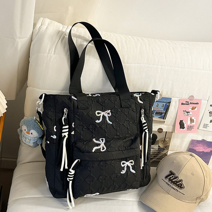 Embroidered Quilted Backpack Kalsten