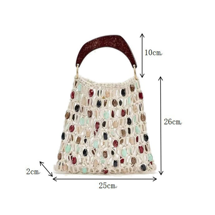 Handcrafted designer shoulder bag with unique stone accents Kalsten