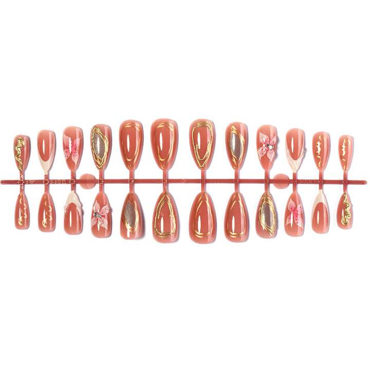 Decorative Press-On Nail Art Set with Floral Embellishments kalsten