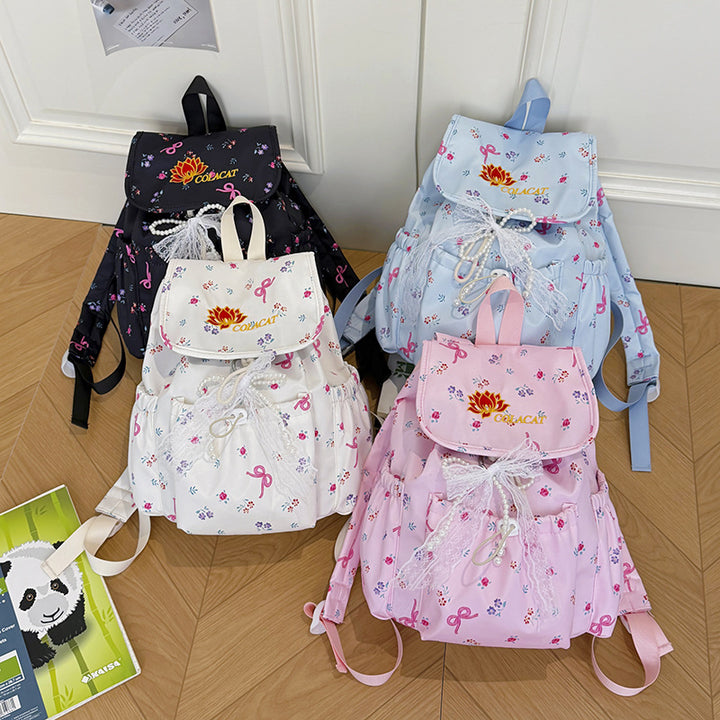 Floral-Embellished Drawstring Backpack Kalsten