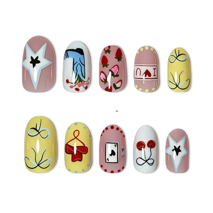 Thematic Hand-Painted Nail Art Extensions Kalsten