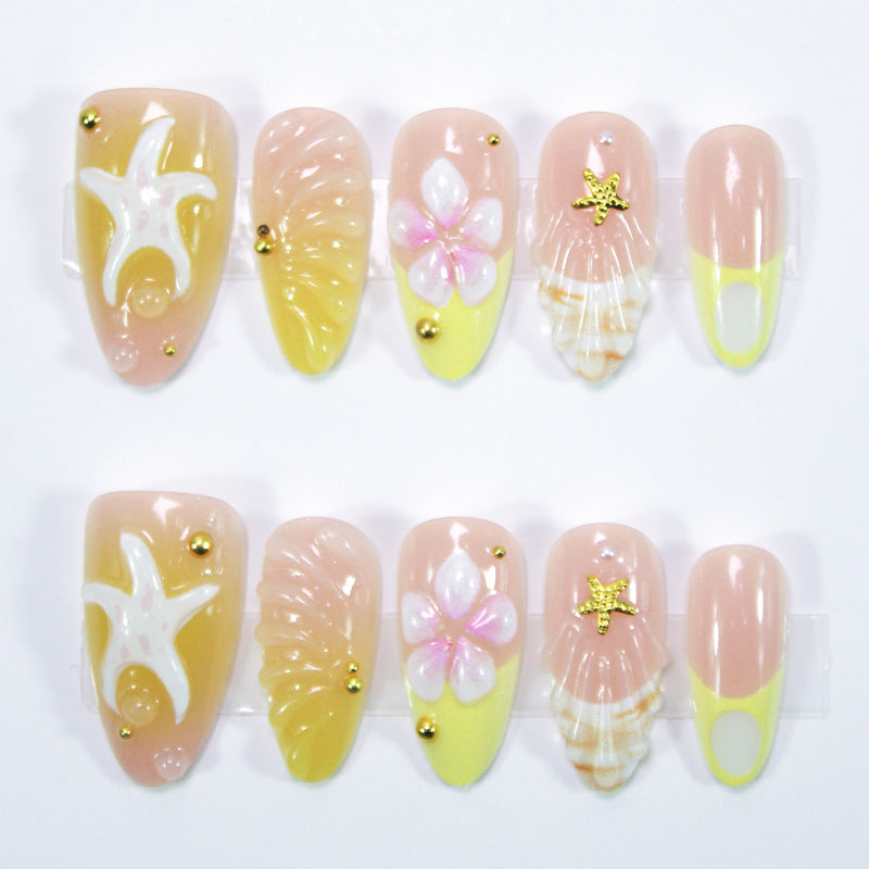 Artificial nail set with maritime shell and flower motifs Kalsten