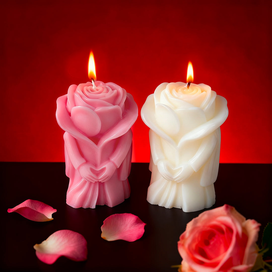 Romantic Embrace Rose Candle