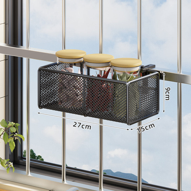 Window-Mounted Mesh Spice Rack and Bar Hanging Organizer