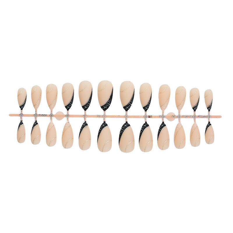 Stylish Stiletto Press-On Nail Art Set with Gold Accents Kalsten
