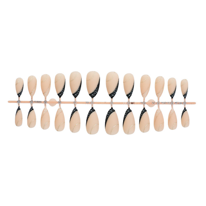 Stylish Stiletto Press-On Nail Art Set with Gold Accents Kalsten