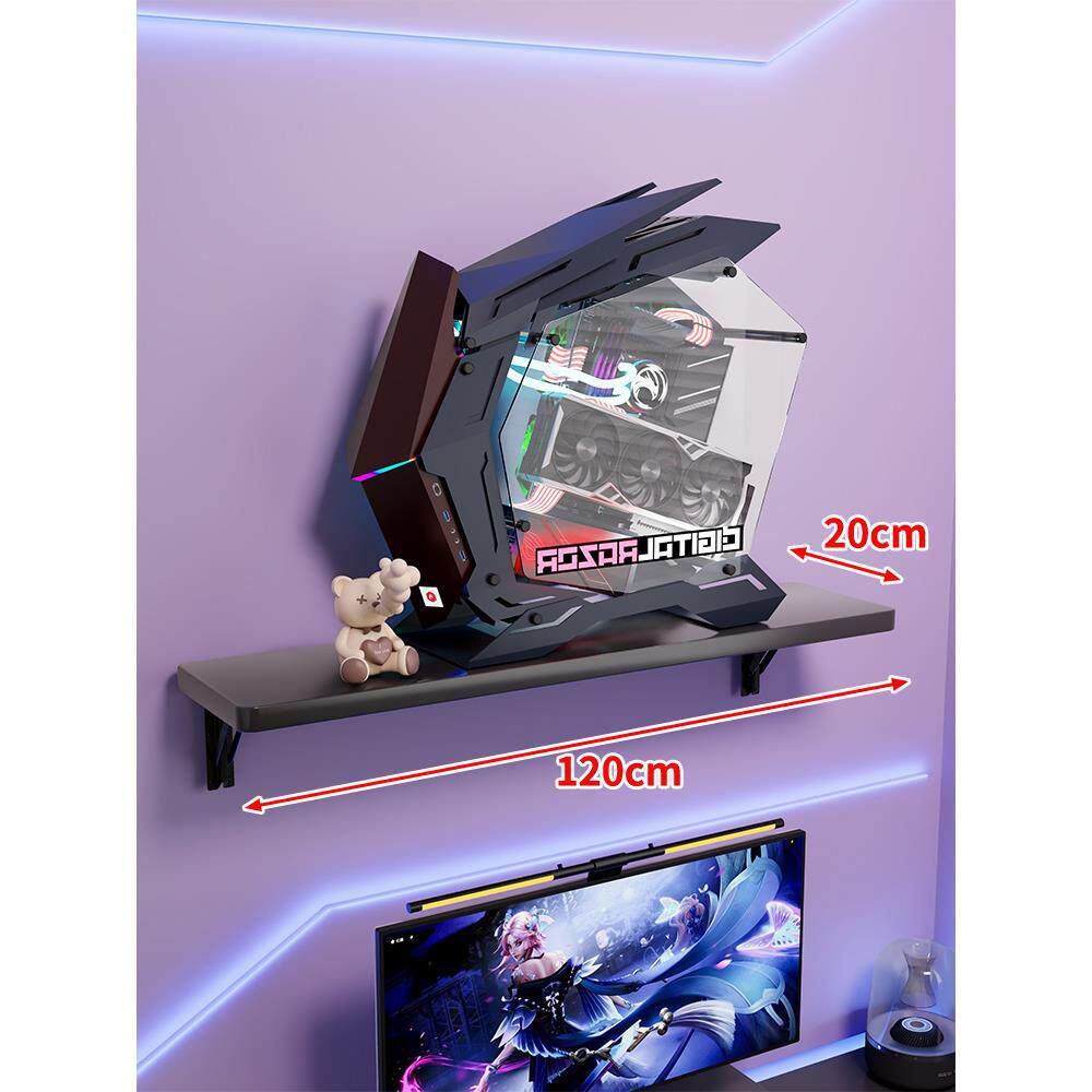 Wall-Mount Floating Shelf for Mid-Tower Gaming PC with Reinforced Brackets