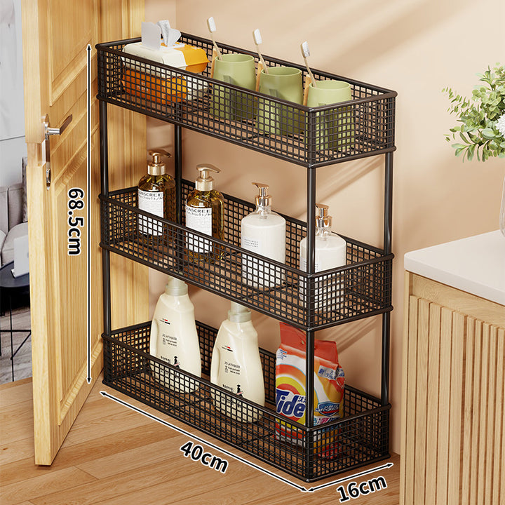 Slim Narrow Pull-Out Mesh Storage Organizer for Cabinet and Door Gap