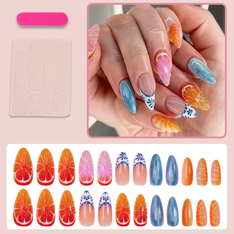 Artificial nail set with vibrant fruit designs Kalsten