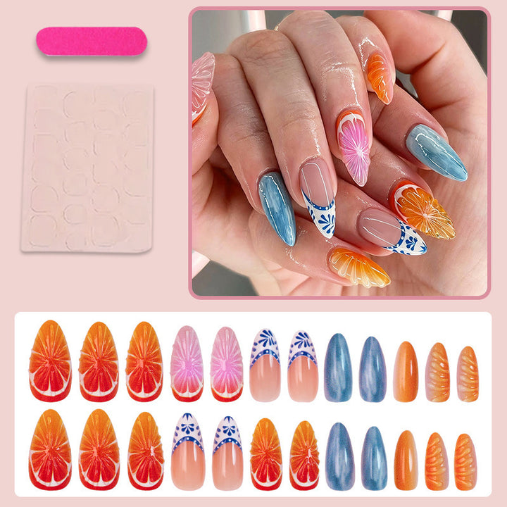 Artificial nail set with vibrant fruit designs Kalsten