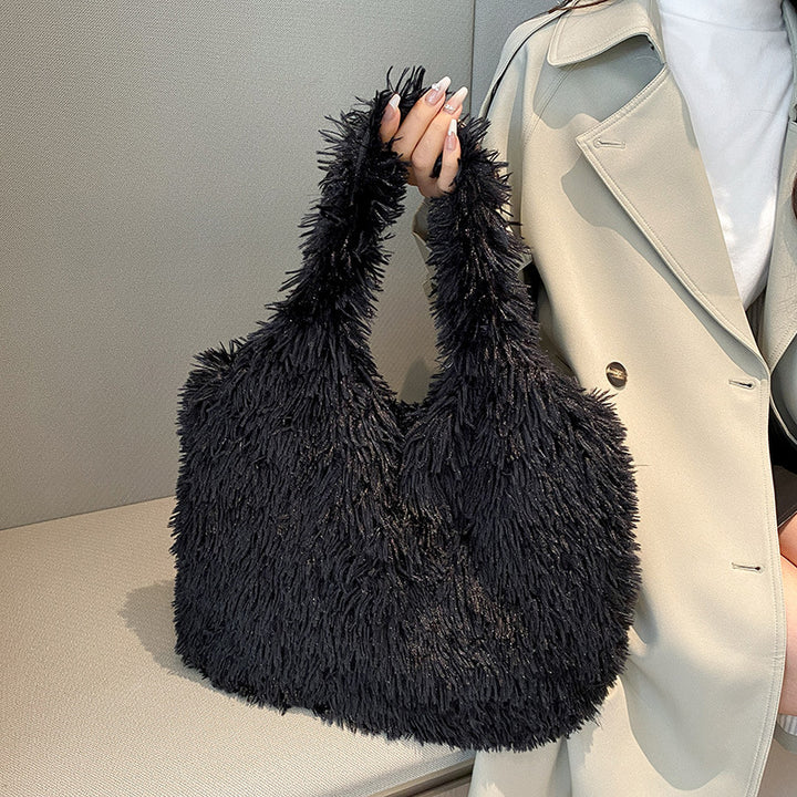 Plush Faux Fur Slouchy Tote Bag