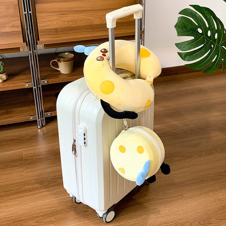 Cozy neck pillow travel pillow with plush cat design and portable storage bag