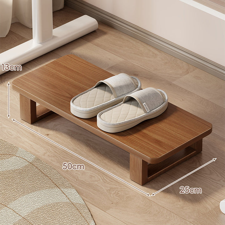 Low Wooden Slipper Platform and Entryway Shoe Shelf Organizer