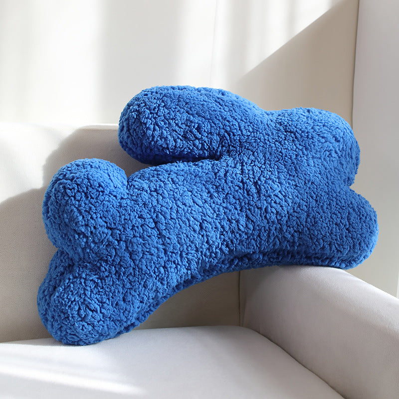 Padded seat cushion in flower shape with faux leather center piece and fluffy edge padding