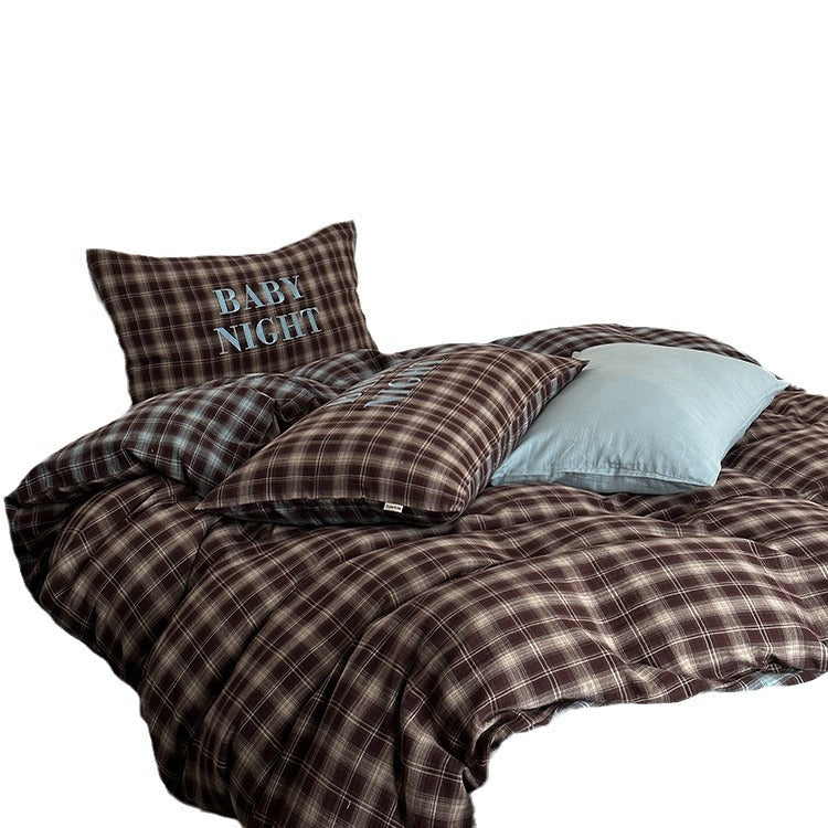 Checked flannel bedding set with extra soft finish and pillowcases