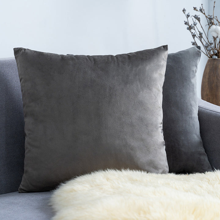 Ultra-Soft Velvet Square Decorative Pillow Cover with Minky Back and Invisible Zipper