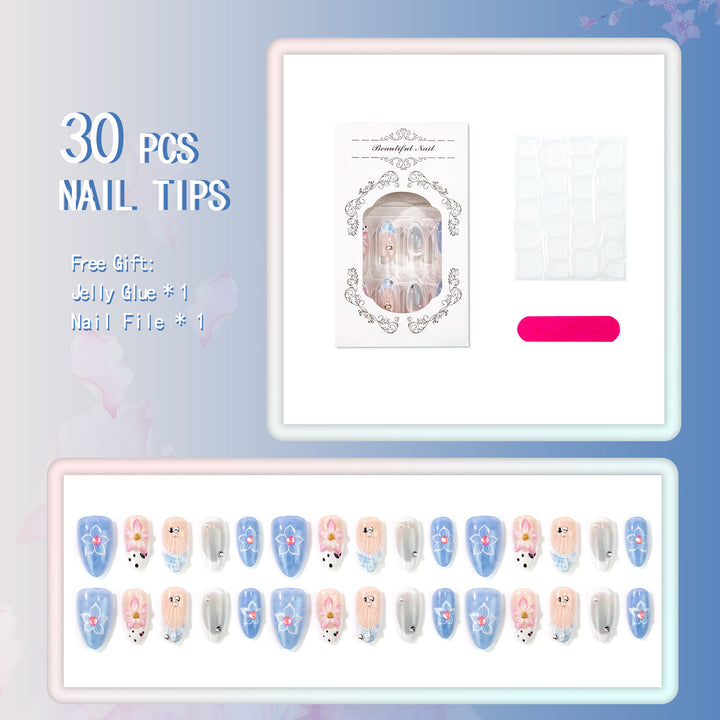 Artistic Floral-Pattern Press-On Nail Set