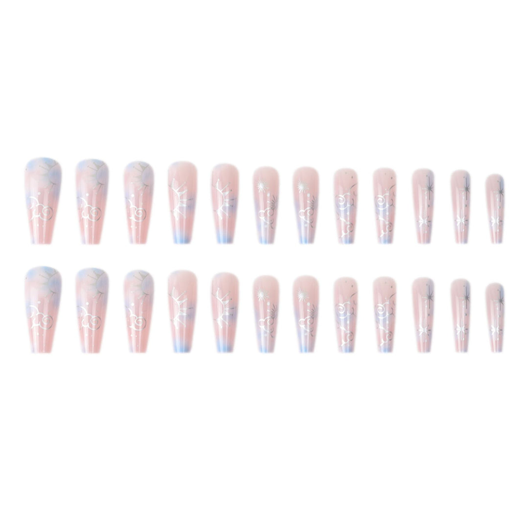 Artistic Stiletto Acrylic Nail Set with Floral and Geometric Accents Kalsten