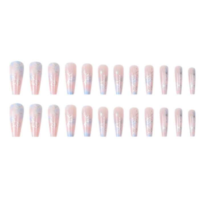 Artistic Stiletto Acrylic Nail Set with Floral and Geometric Accents Kalsten