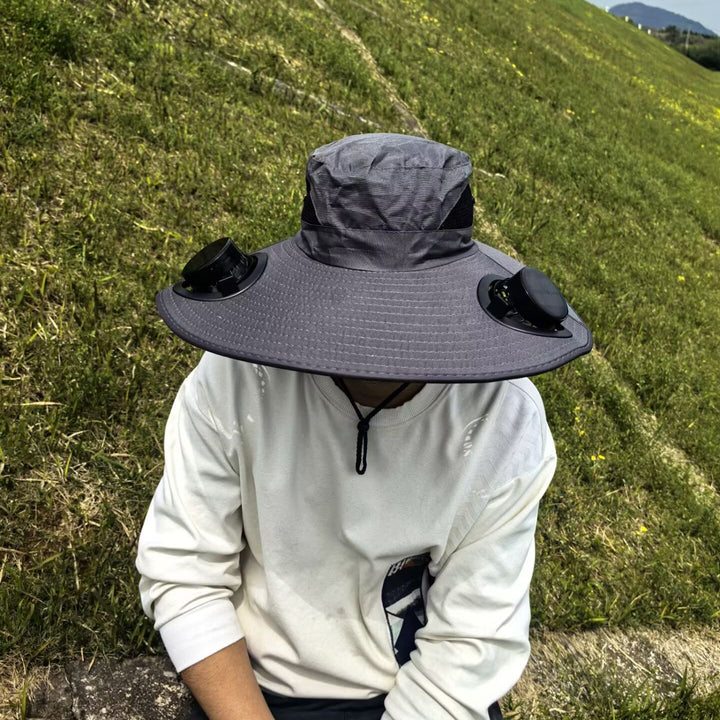 air-cooled sun hat with removable USB fans and wide neck protection Kalsten