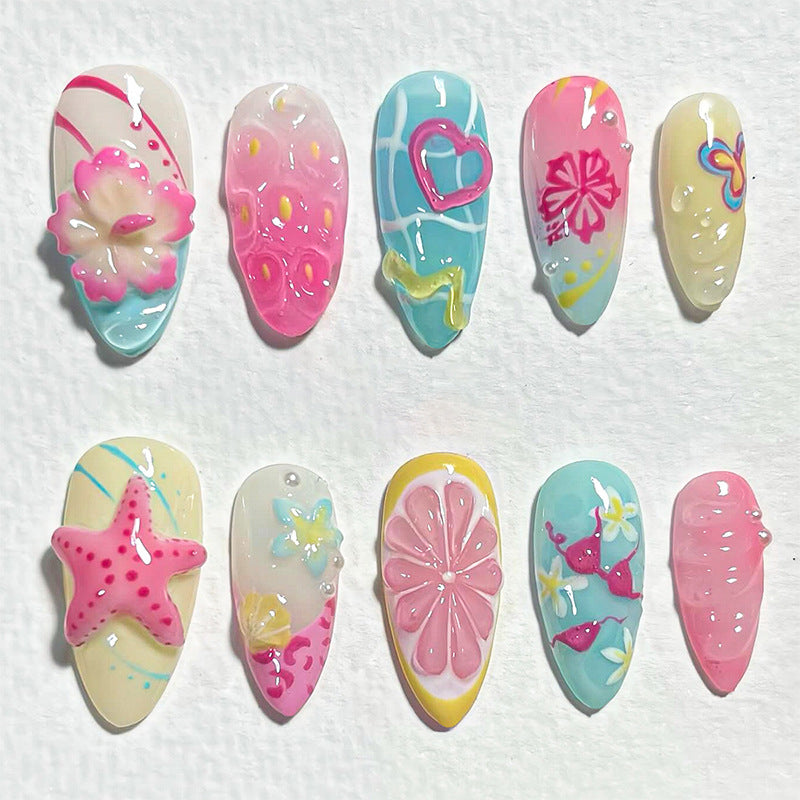 Creative Tropical-Inspired Press-On Nail Art Set kalsten