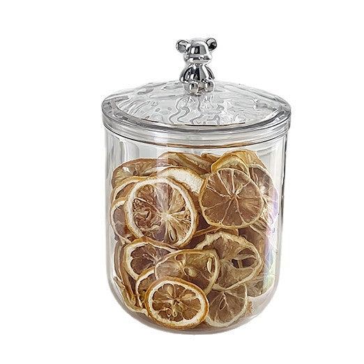 Round acrylic storage container with bear lid for chocolates and sweets