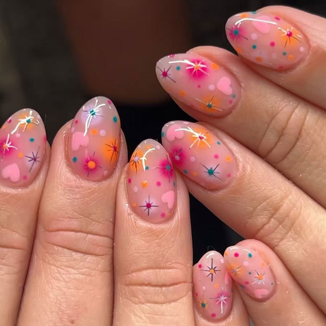 Whimsical Heart and Star Nail Art