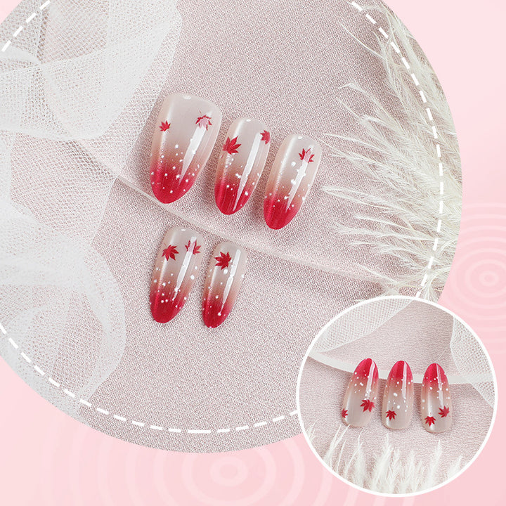 Artistic Autumn Leaf Press-On Nail Art Kalsten