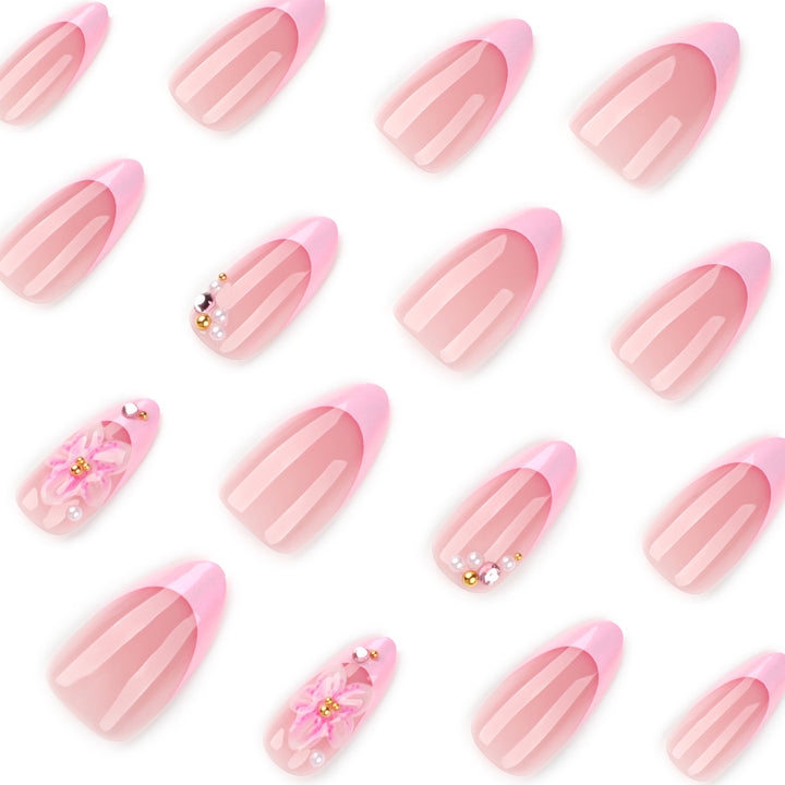 Artful Nail Extensions with Elegant Floral Design Kalsten