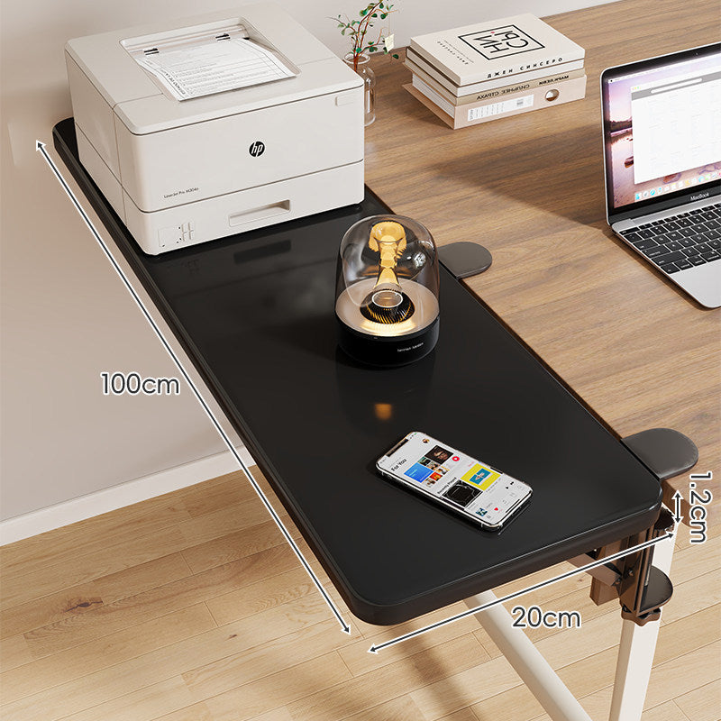Clamp-On Adjustable Wooden Desk Side Shelf Extension with Foldable Bracket