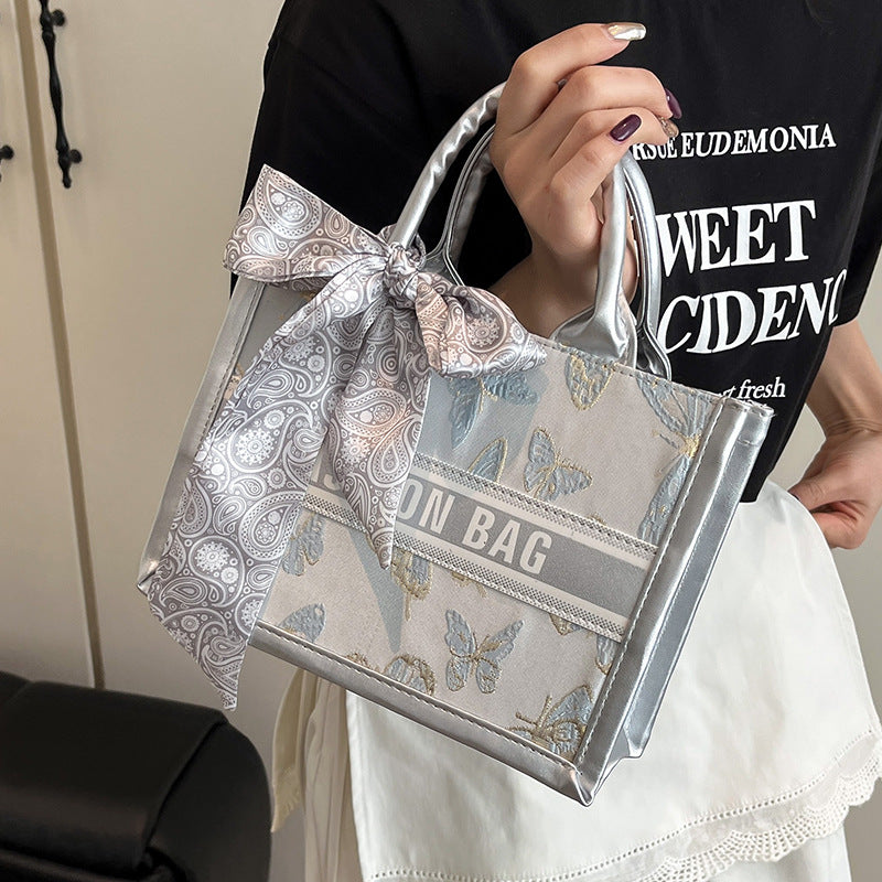 Structured Handbag with Fashion Ribbon