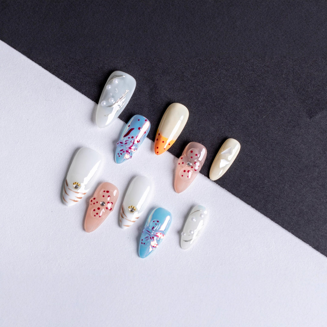 Artistic Floral Design Press-On Nail Set
