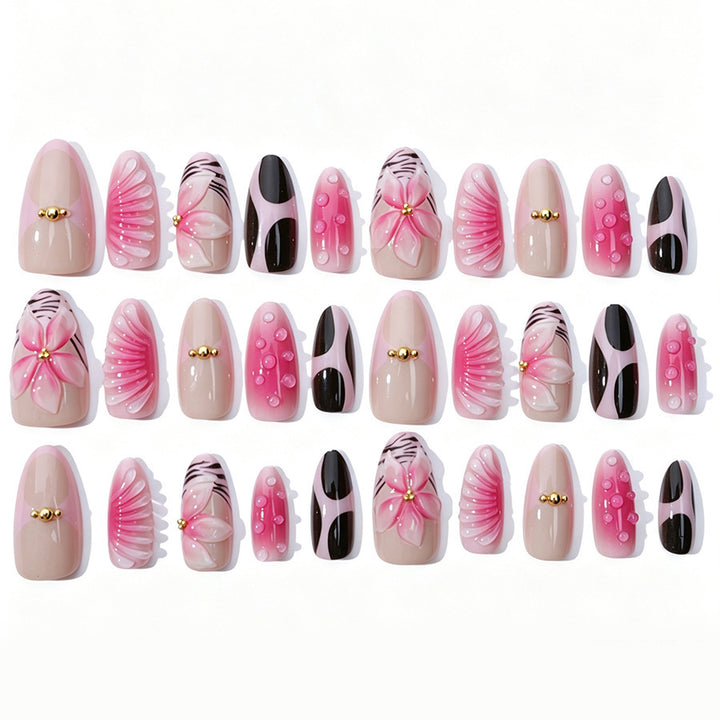 Acrylic nail set with filigree flower and glitter accents Kalsten