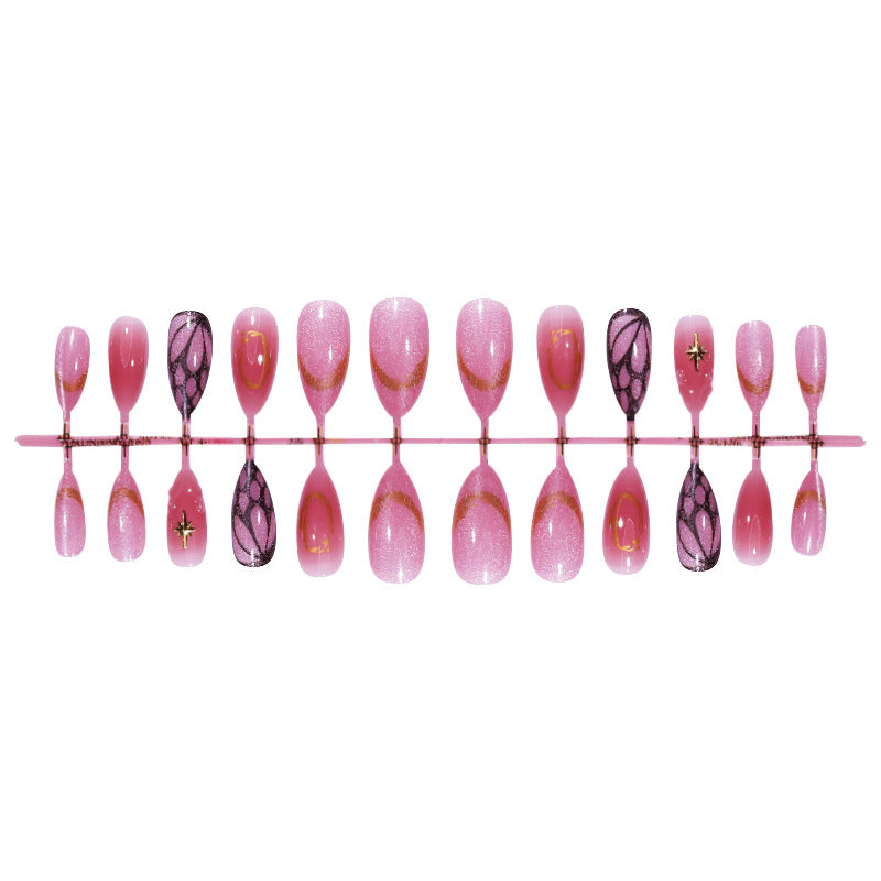 Decorative Press-On Nail Art Set with Shimmering Glitter and Elegant Patterns kalsten