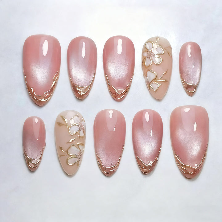 Elegant Floral-Inspired Press-On Nail Art Set Kalsten