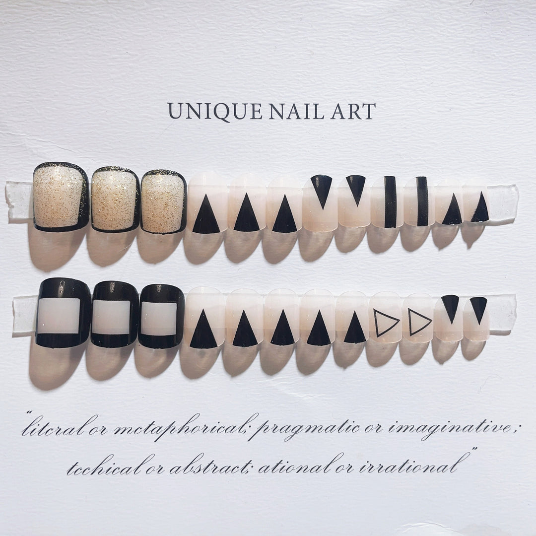 Artistic Geometric Press-On Nail Set  1791803881