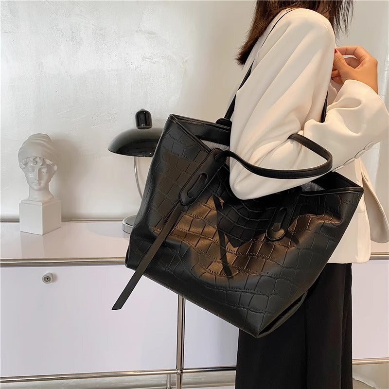 Crocodile-Embossed Tote Bag Kalsten