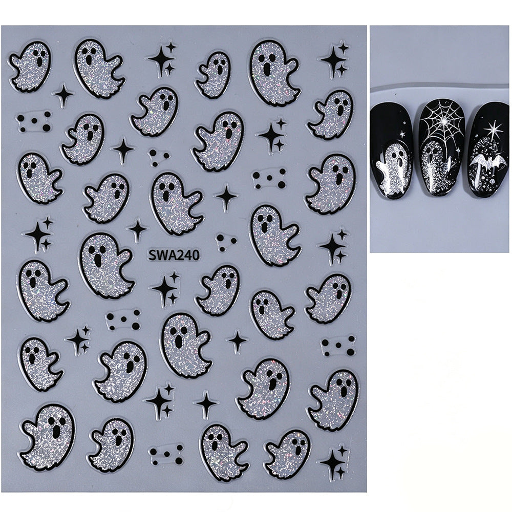 Halloween-Themed Ghost Nail Art Stickers