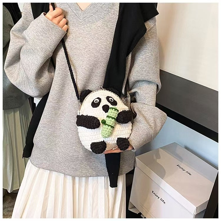 Cute Crochet Panda-Themed Crossbody
