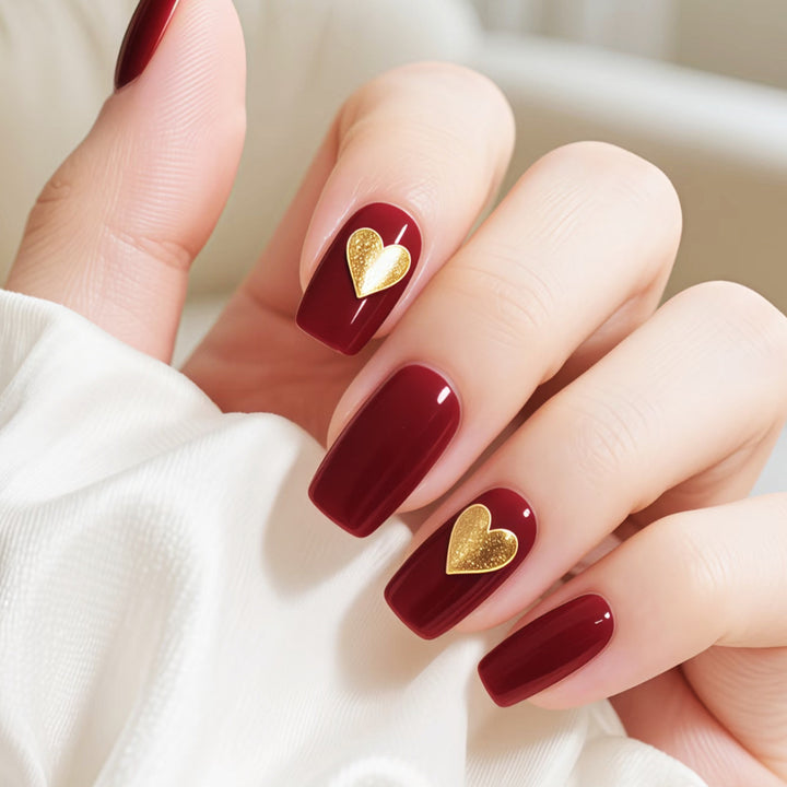 Elegant Heart-Accented Press-On Nail Set Kalsten