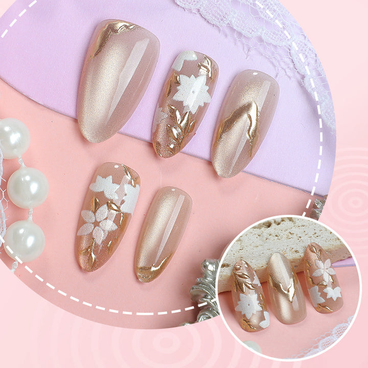 Elegant Floral Embellished Press-On Nails