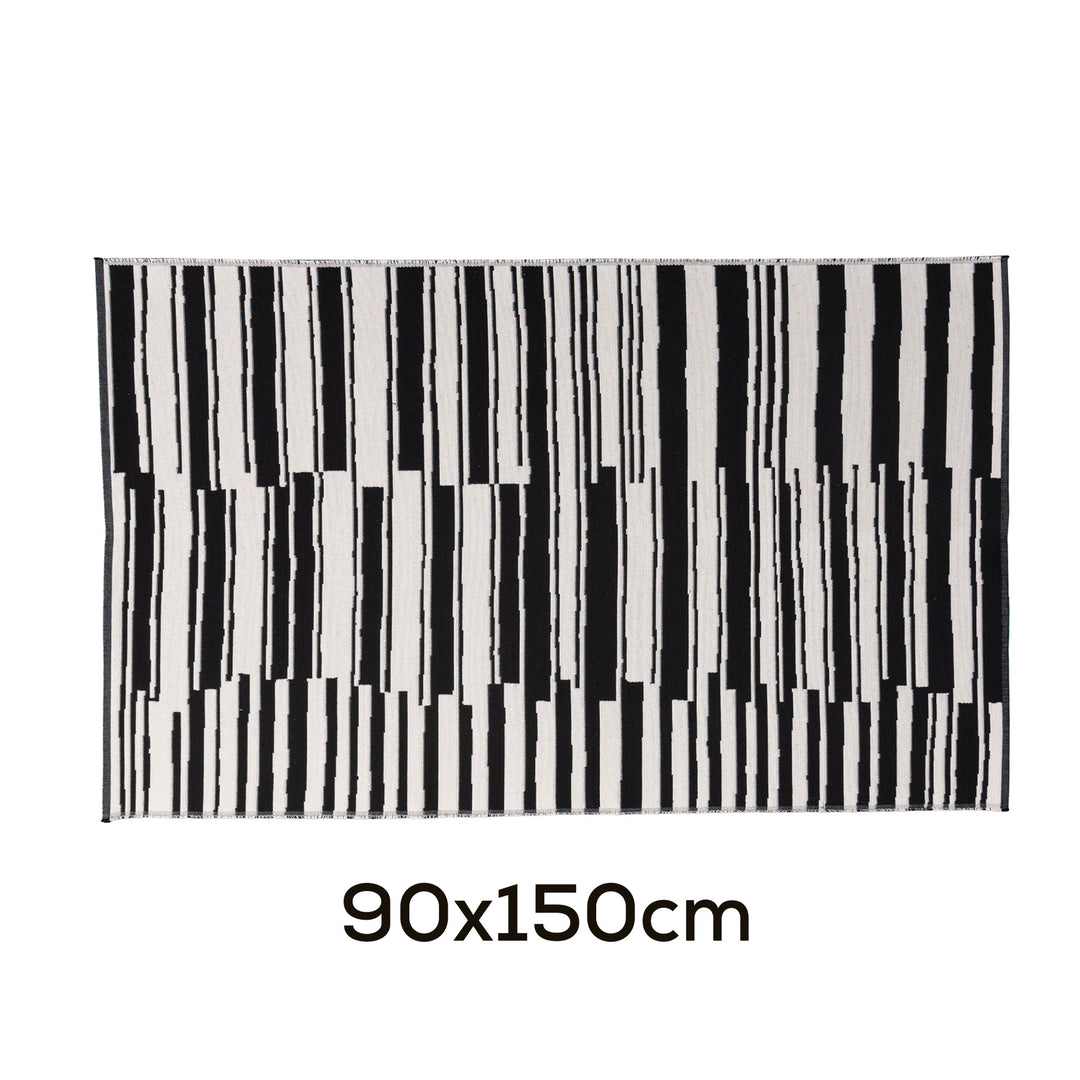 Modern flat-woven carpet runner with abstract geometric design