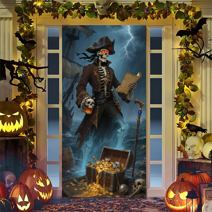 Halloween door poster with large-format Grim Reaper illustration and reusable PVC tarp fabric
