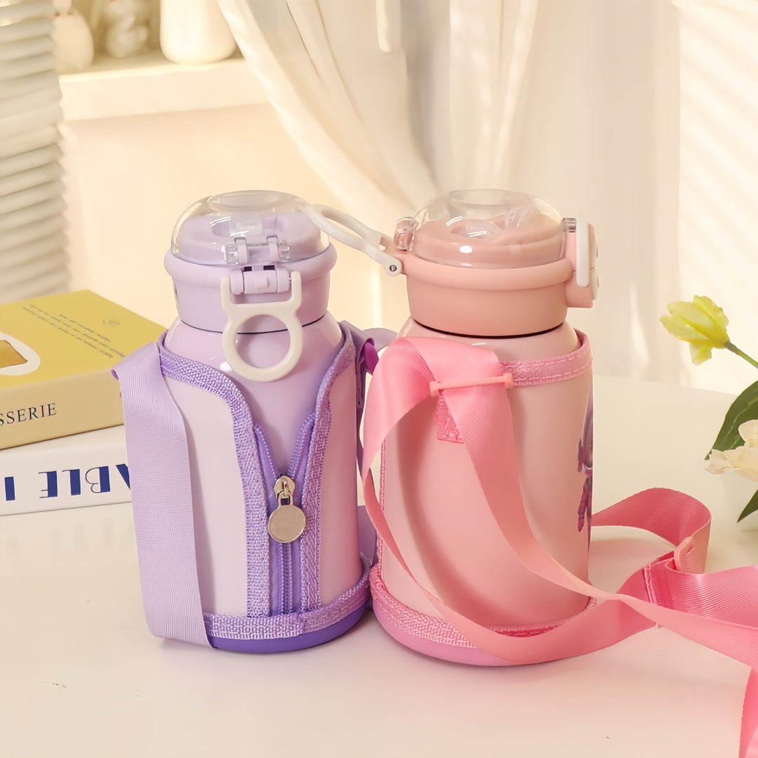 Women's insulated drinking bottle with cute animal design and practical carrying strap Kalsten