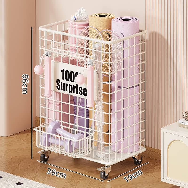 Vertical Rolling Mesh Storage Cart with Locking Casters and Front Access Basket
