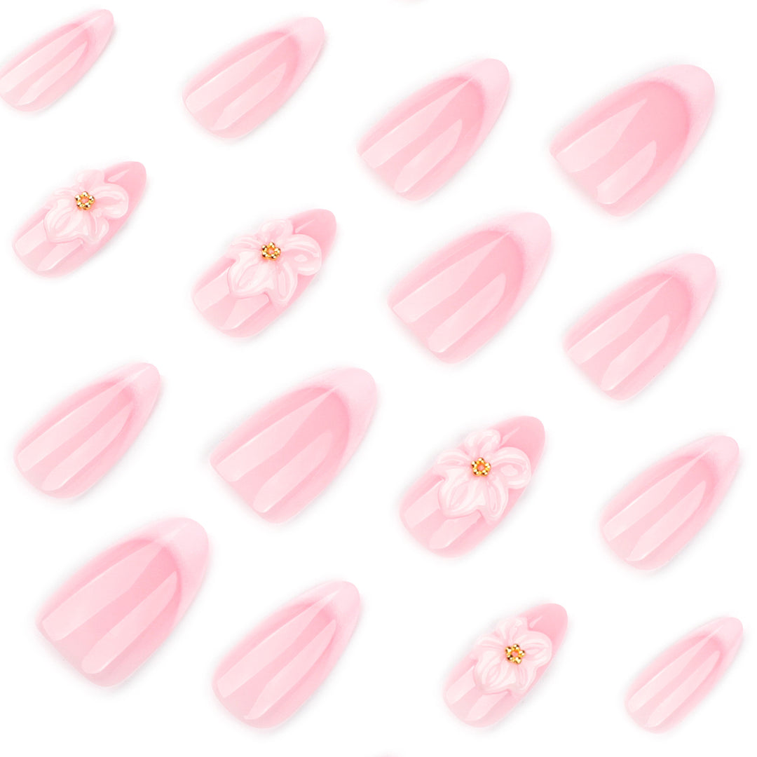 Artistic acrylic nails with elegant flower designs Kalsten