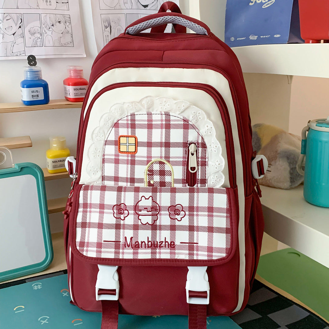 Cute Decorative Checkered School Backpack Kalsten