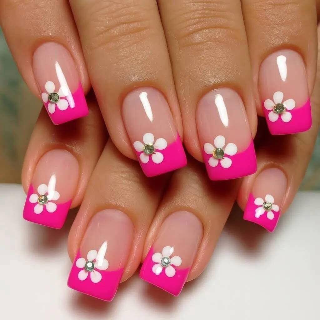 Artificial nails with floral 3D applications Kalsten