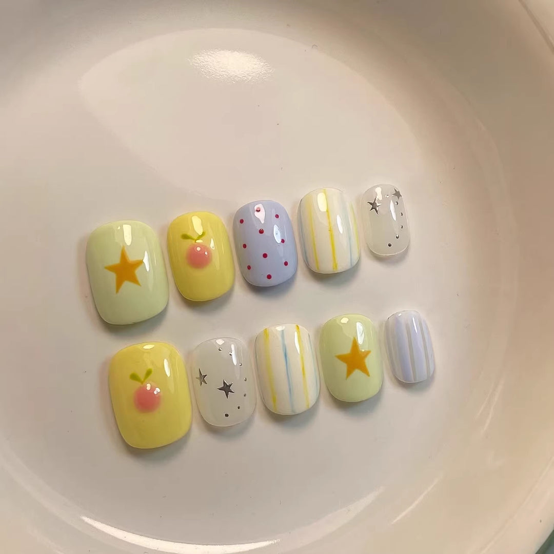 Artistic Nail Art Set with Whimsical Designs