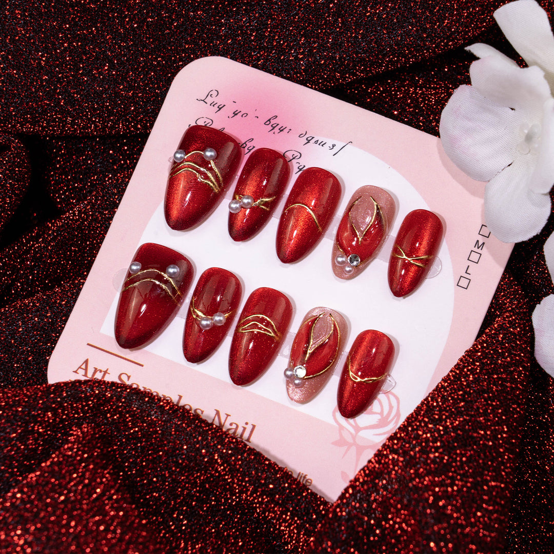Decorative Press-On Nail Art Set with Pearl Accents Kalsten